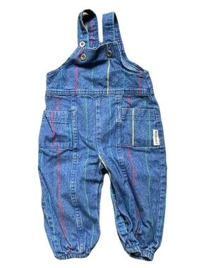 Vintage Baby Toddler Healthtex Striped Overalls Size 12 Months